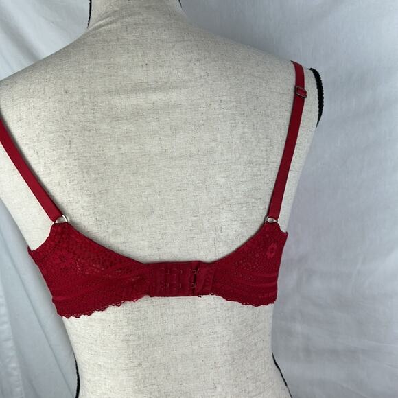 Red & White Flower Print Lucky Brand Bra 34C - Picture 4 of 7